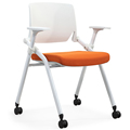 高档软坐包培训椅会议椅会客椅带写字板折叠一体滑动带轮子职员椅