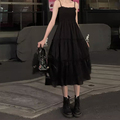 法式赫本风黑色抹胸吊带连衣裙女夏季小个子气质高级感小众长裙子
