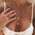 极速LATS Gold color Choker Necklace for women Multilayer Lon