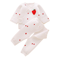0一3月婴儿套装冬季幼儿秋季保暖内衣新生宝宝开档夹棉分体两件套