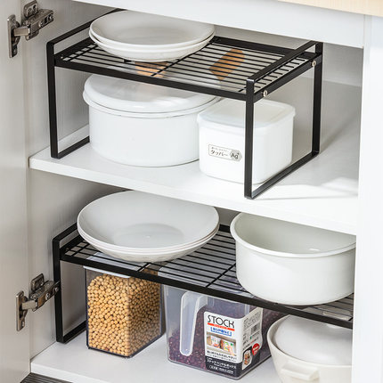 厨房台面铁艺分层置物架桌面储物收纳架橱柜内隔层分隔板盘子锅架