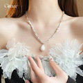 法式复古碎银水滴珍珠项链简约优雅锁骨链时尚百搭高级感项饰