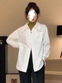 新款法式双拉链白色长袖衬衫女秋季设计感小众宽松显瘦衬衣感上衣