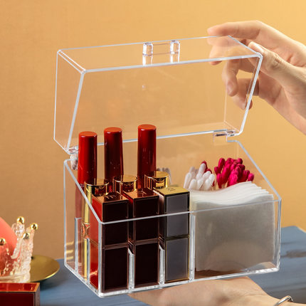 棉签收纳盒化妆棉盒卸妆透明家用小带盖防尘多功能美妆口红盒子