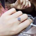 新款999纯银戒指莫桑钻戒指情侣戒指钻石1-5克拉对戒结婚订婚求婚